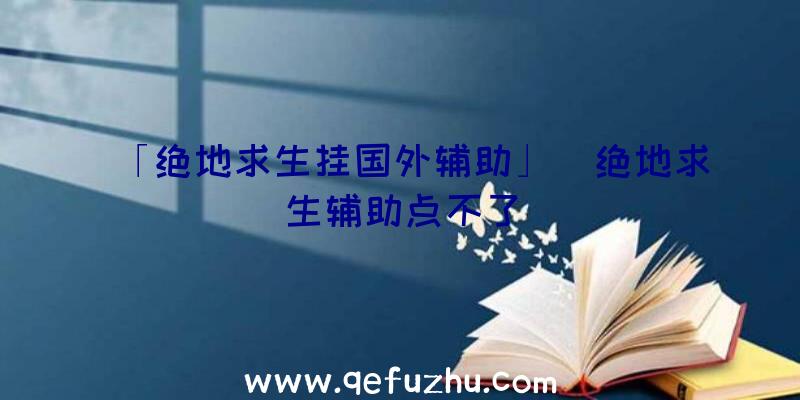 「绝地求生挂国外辅助」|绝地求生辅助点不了